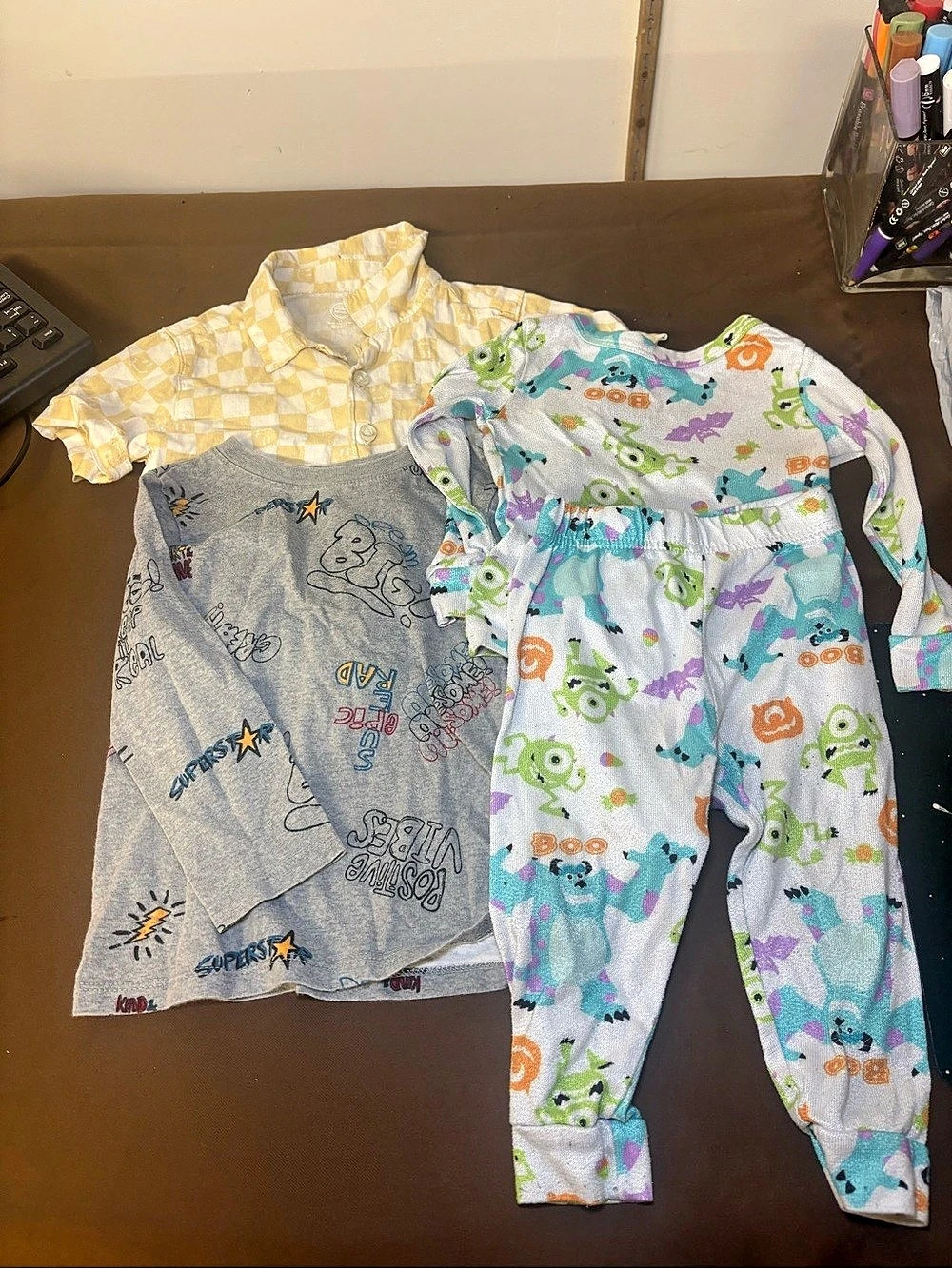 Kids 3-Piece Outfit Set Gray Yellow